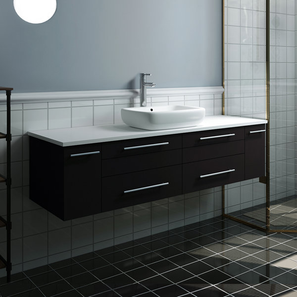 Fresca Lucera 60" Wall Mounted Single Vessel Sink Bathroom Vanity ...